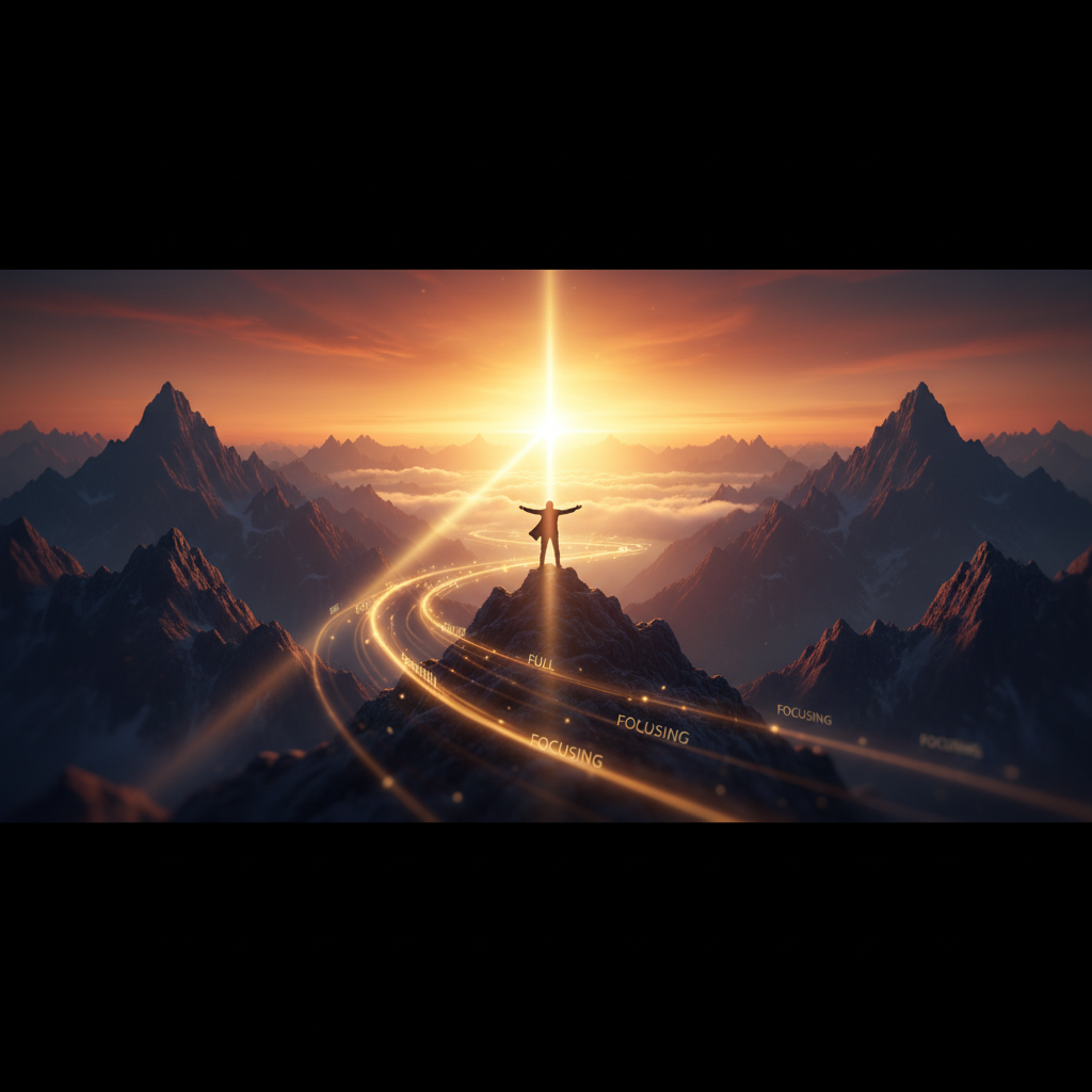 Full power of self focused on achievement, success concept.