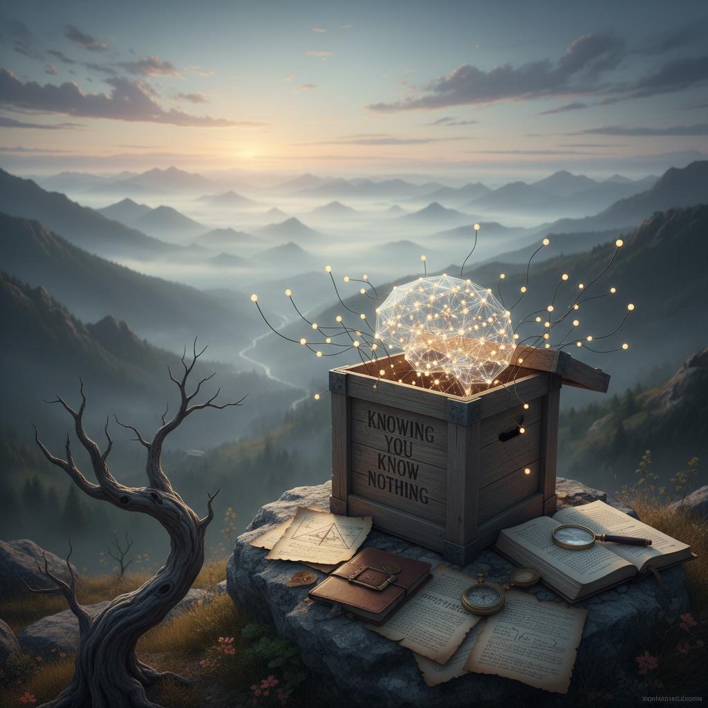 Iconic Sherlock Holmes quote "Knowing you know nothing" poster.