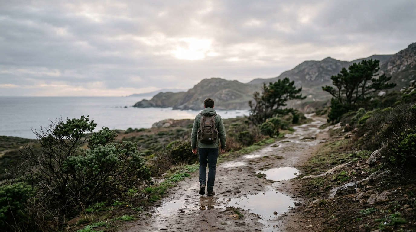 Person standing tall after overcoming a metaphorical storm with inner growth.