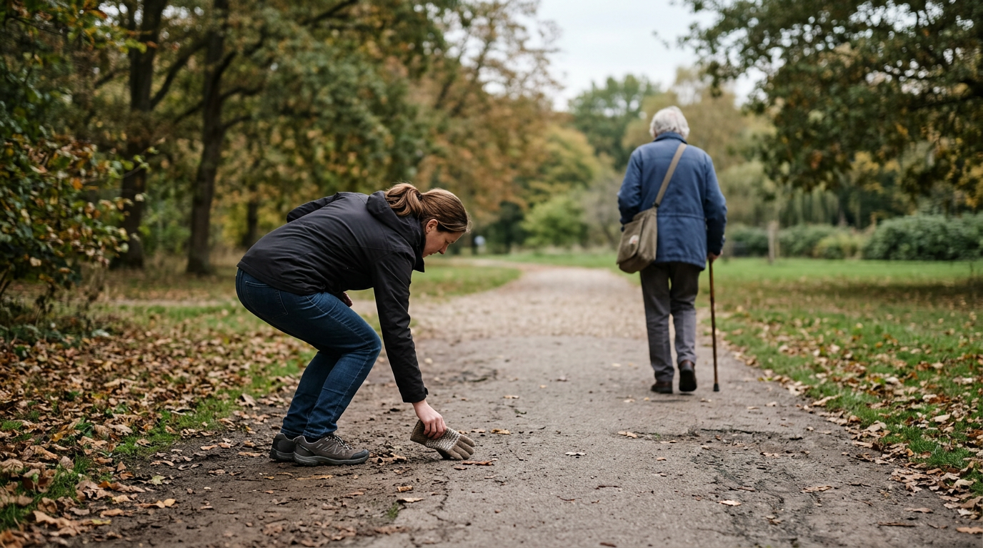 Altruistic: person helping another with a caring expression