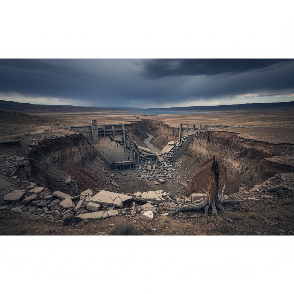 Calm before the storm, a metaphorical representation of impending disaster.