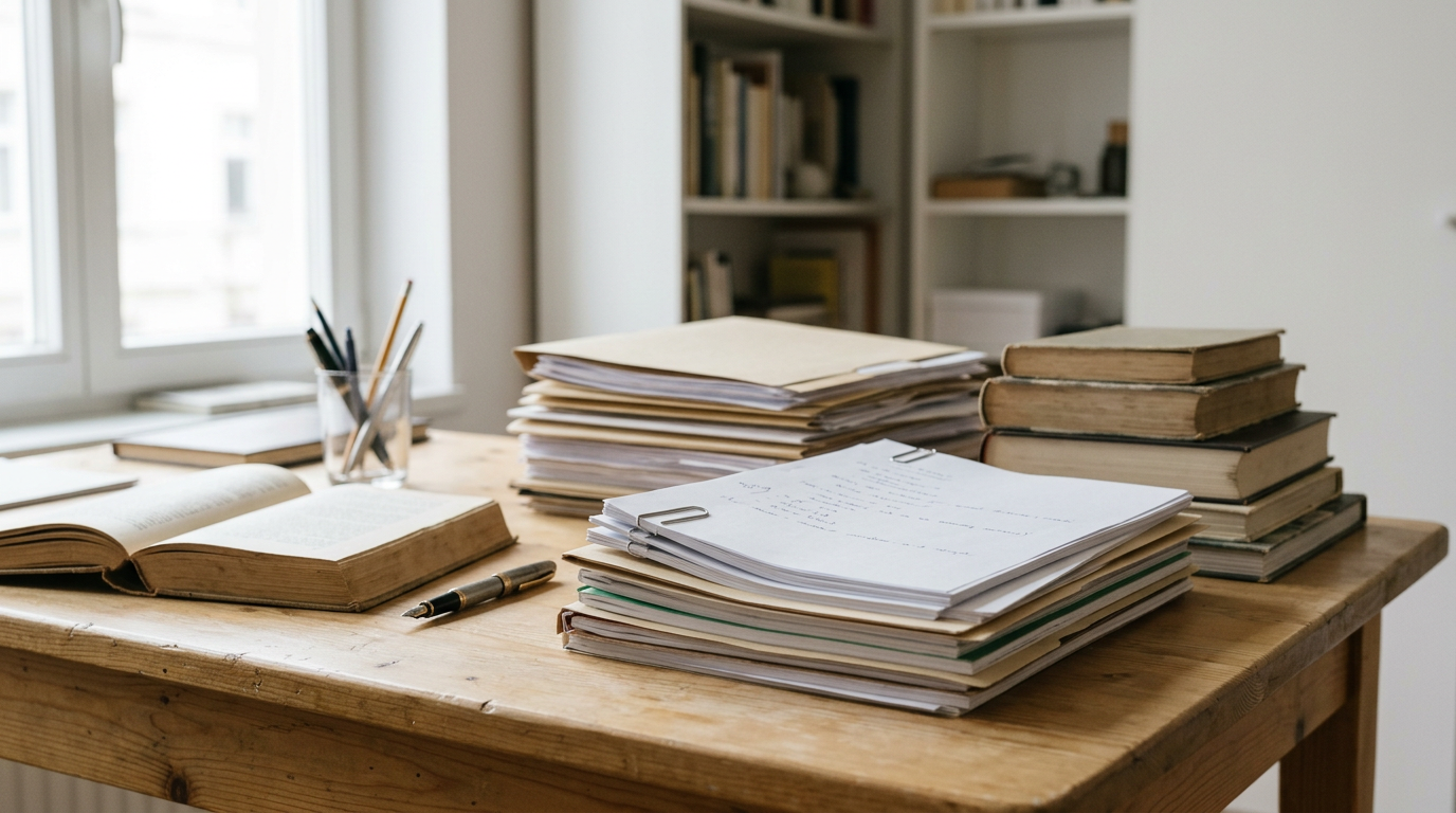 White and black books stacked neatly, illustrating the concept of collation.