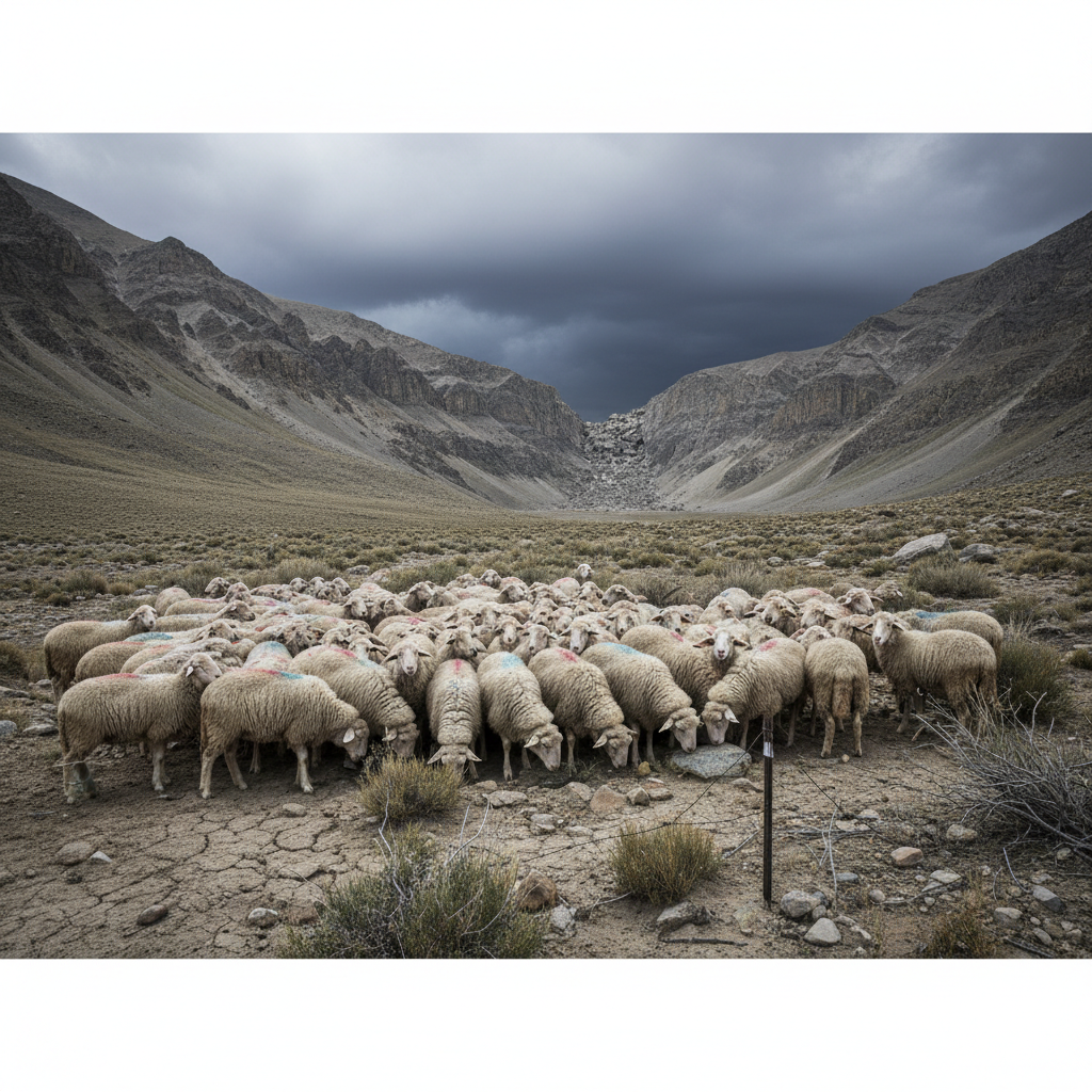 A distressed person stands with their hands on their head.