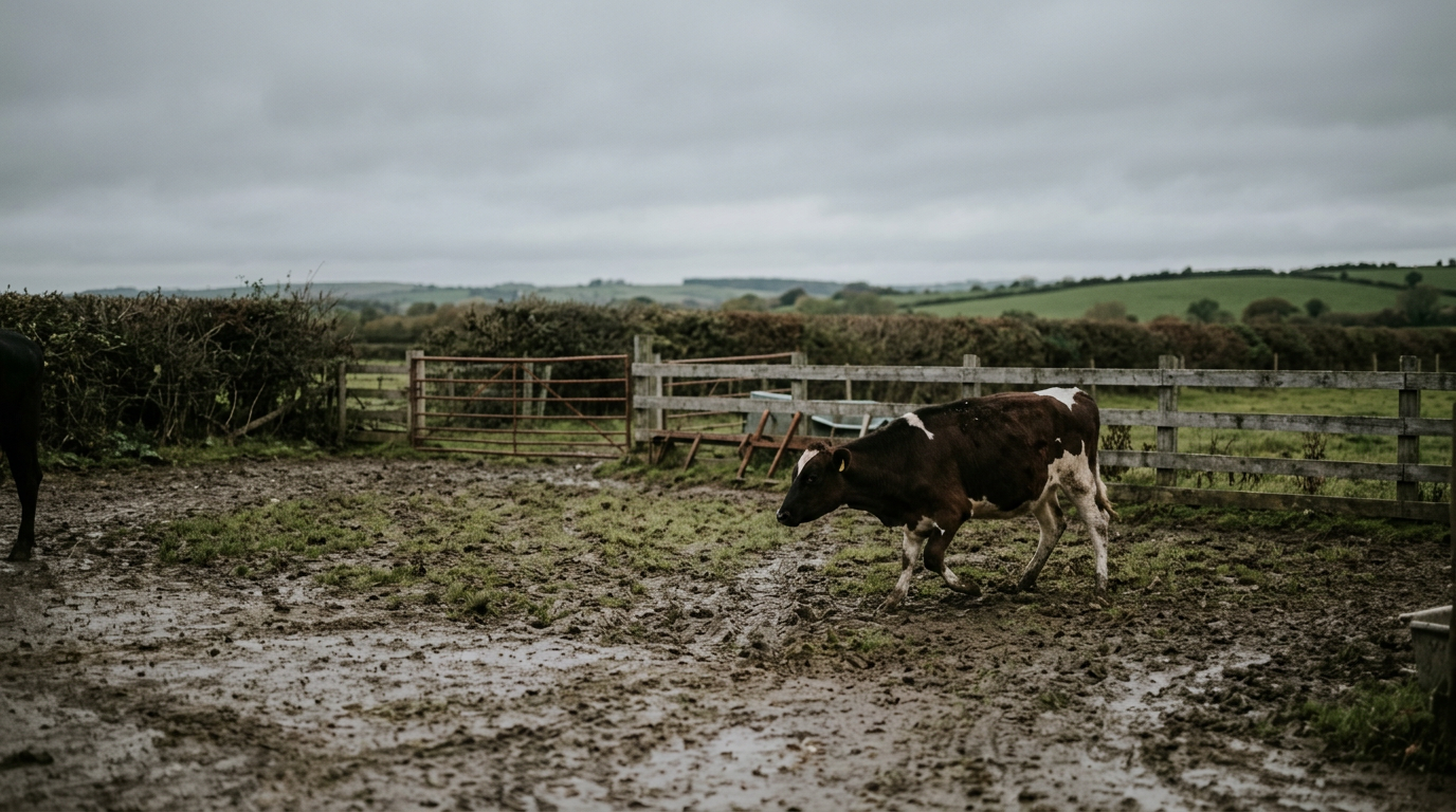 Cow grazing peacefully in a lush green pasture.