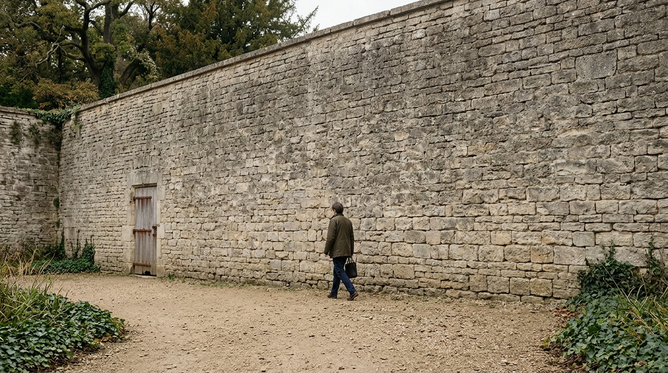 A person being walled into a room.