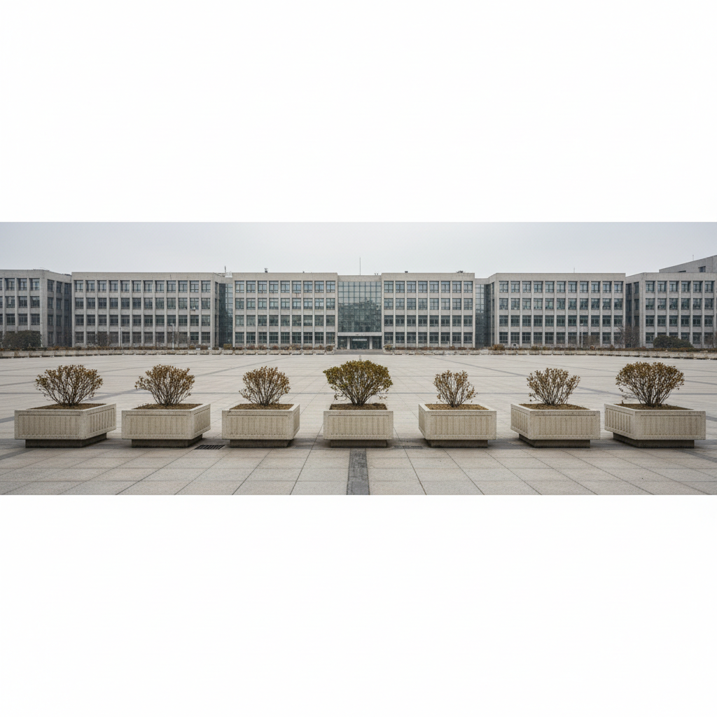 A stage crew member quickly arranges props on a stage.