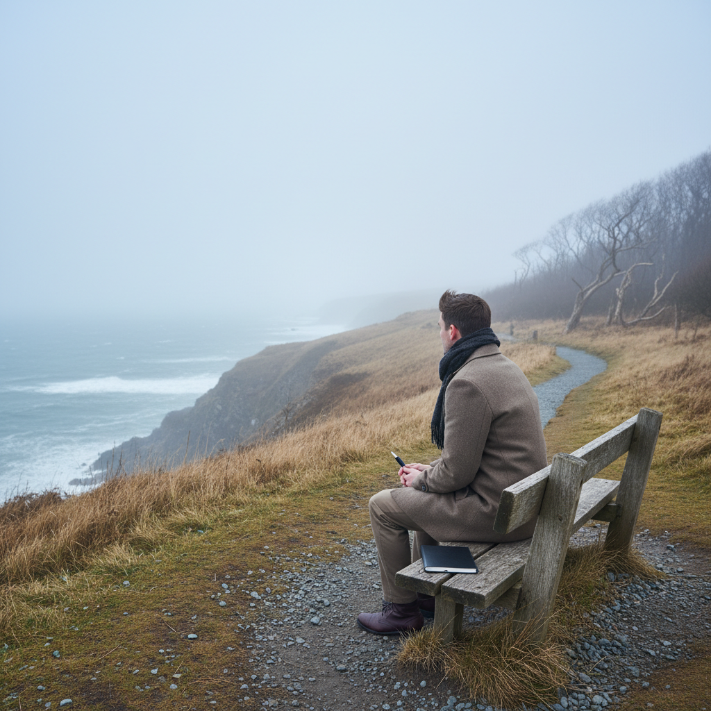 Reticent person looking thoughtful and quiet.