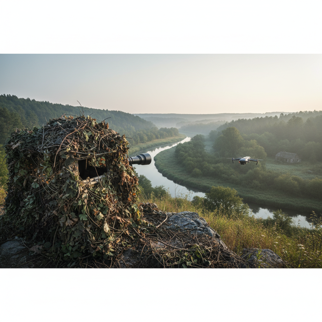 A man subtly taking a photo.