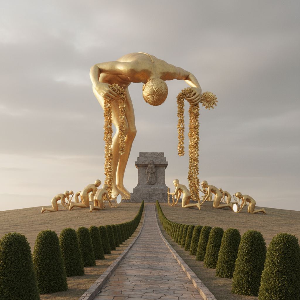 Sycophantic behavior: a person flattering another excessively for personal gain.